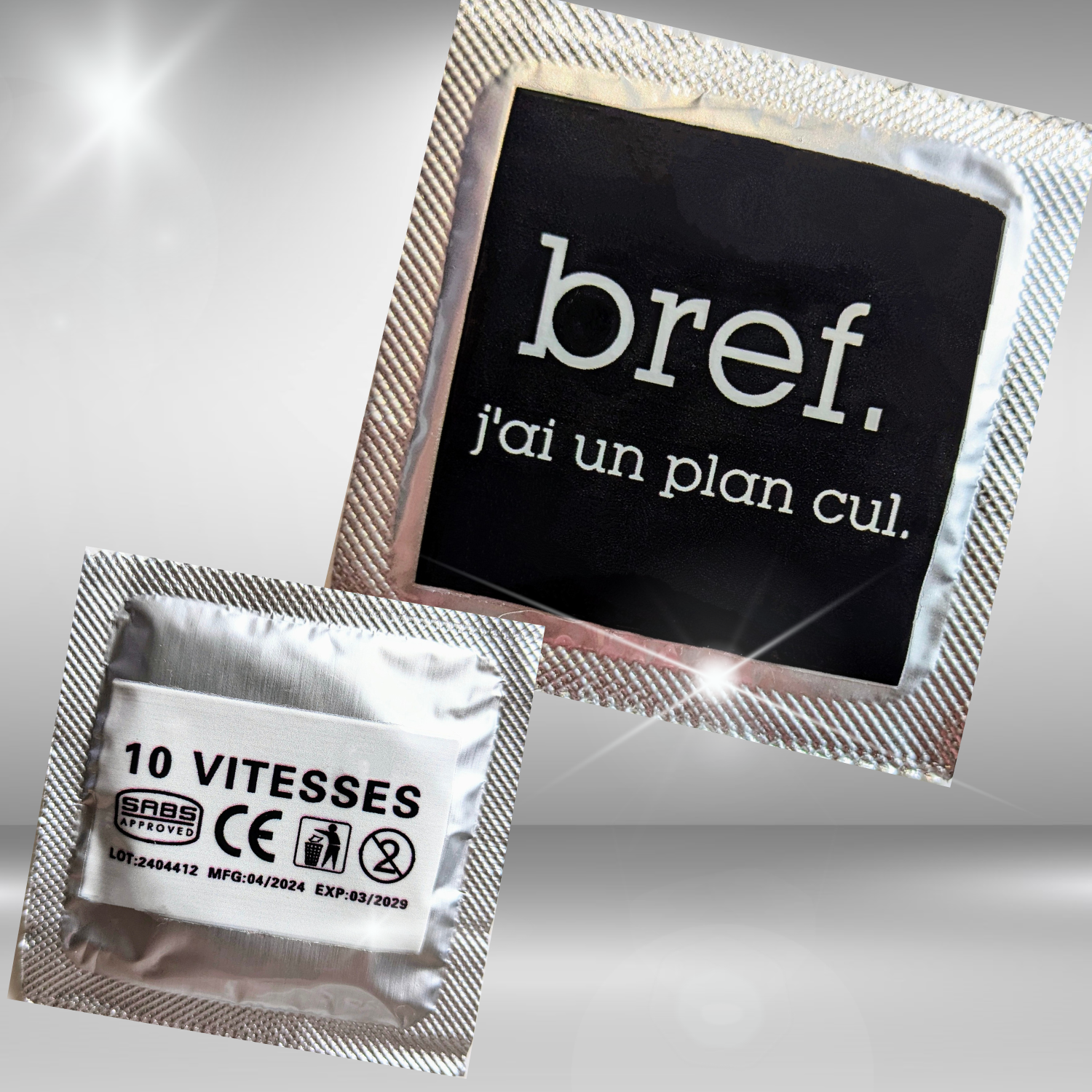 Préservatifs amusants comme idée cadeau sexy
Préservatifs rigolos pour pimenter votre couple
Capote personnalisée avec design humoristique